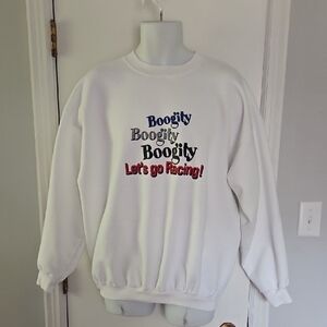Port and Company Vintage Boogity Boogity Boogity Lets Go Racing White Sweatshirt